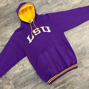Vintage LSU‎ Tigers Hoodie Sweatshirt Red Oak Men Size Medium Purple (508)